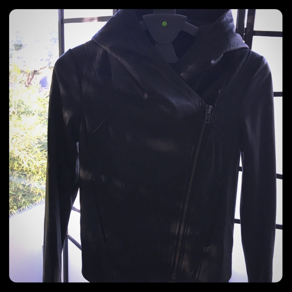 Helmut Lang leather hoody jacket